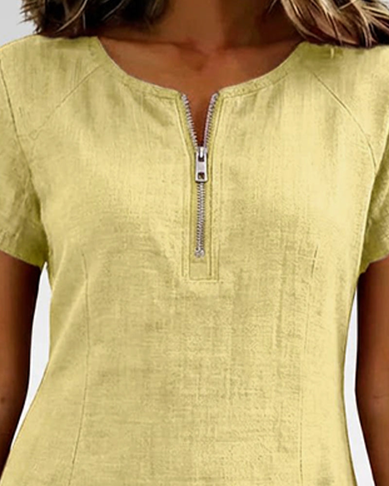 Vania - Cotton Dress with Zip Pocket