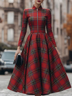 Amelia | Long Sleeve Plaid Dress