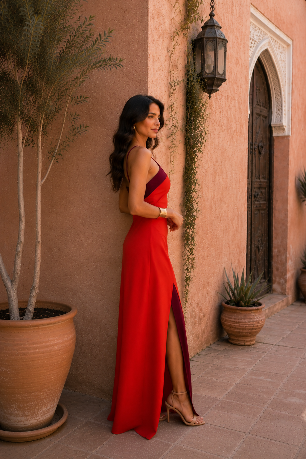 Long halter dress with slit