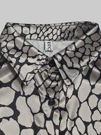 Long Sleeve Loose Buttoned Contrast Color Snakeskin Printed Lapel Blouses & Shirts Tops
