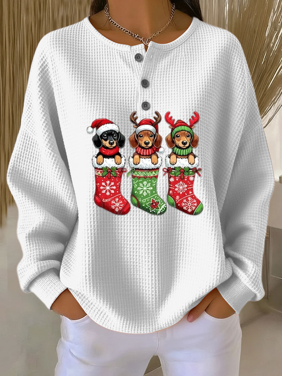 Selena | Vintage Christmas Sweater with Dog Motif