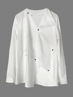 Long Sleeve Asymmetric Buttoned Split-Front Blouses & Shirts Tops