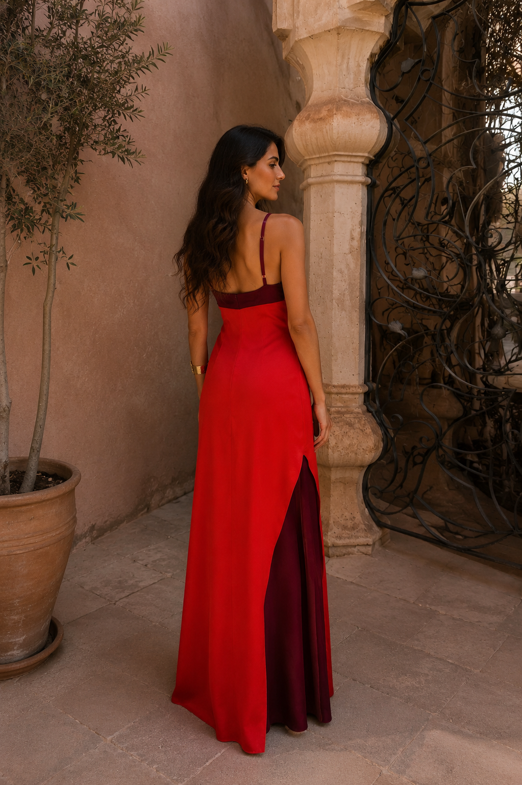 Long halter dress with slit