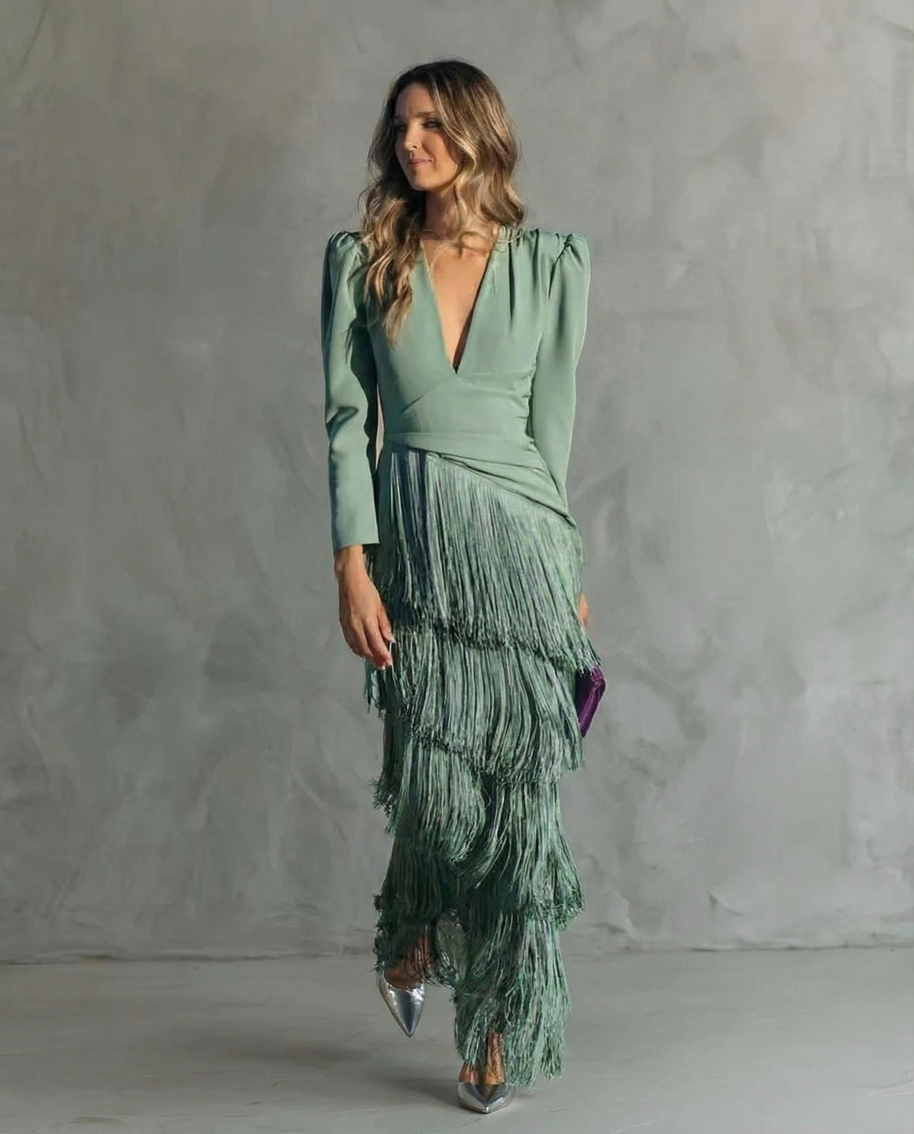 Chiara | Elegant Fringe-Sleeve Dress