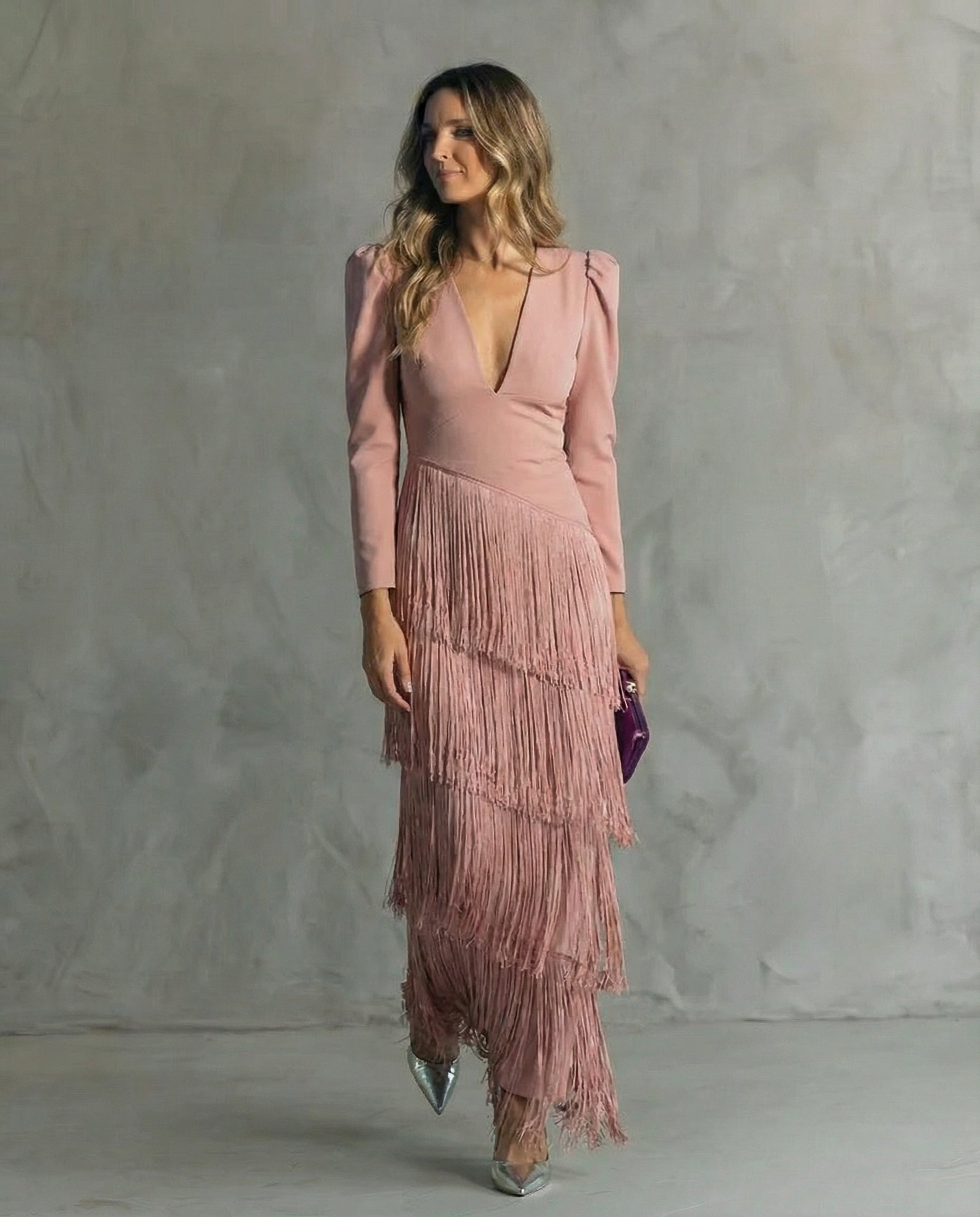 Chiara | Elegant Fringe-Sleeve Dress