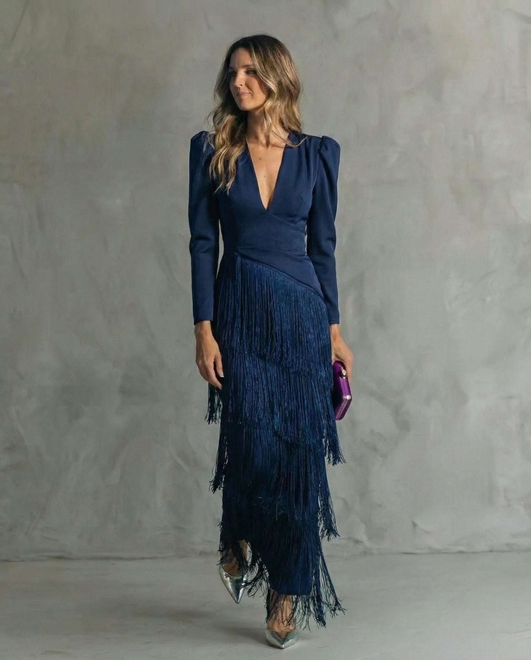 Chiara | Elegant Fringe-Sleeve Dress