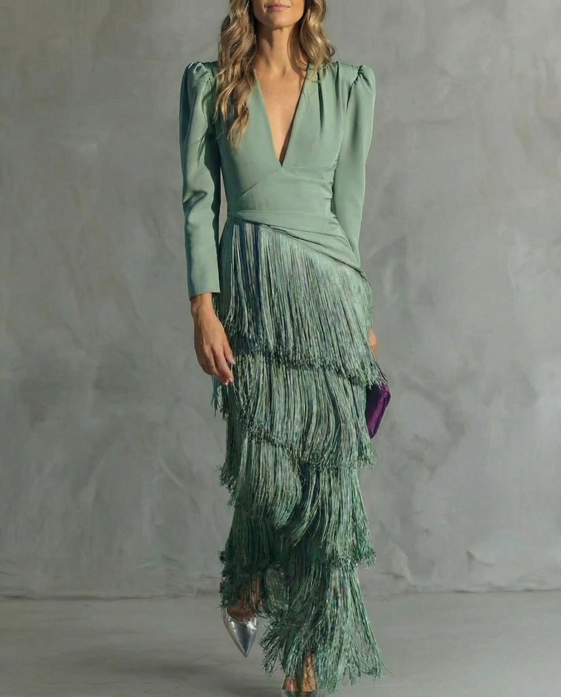 Chiara | Elegant Fringe-Sleeve Dress