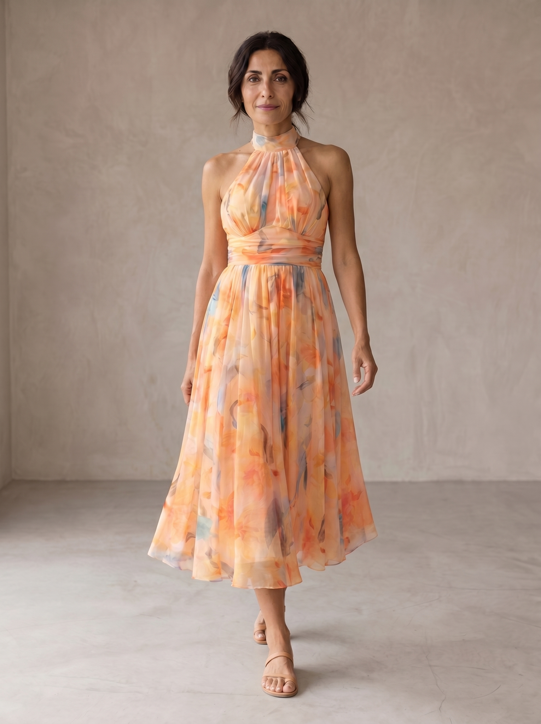 Aurora | Watercolor Halter Dress