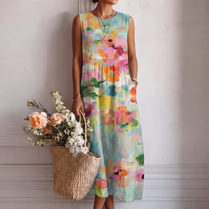 Carla elegante multicolor midi-jurk