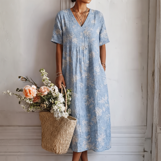 Alma Elegant Lagoon Print Dress