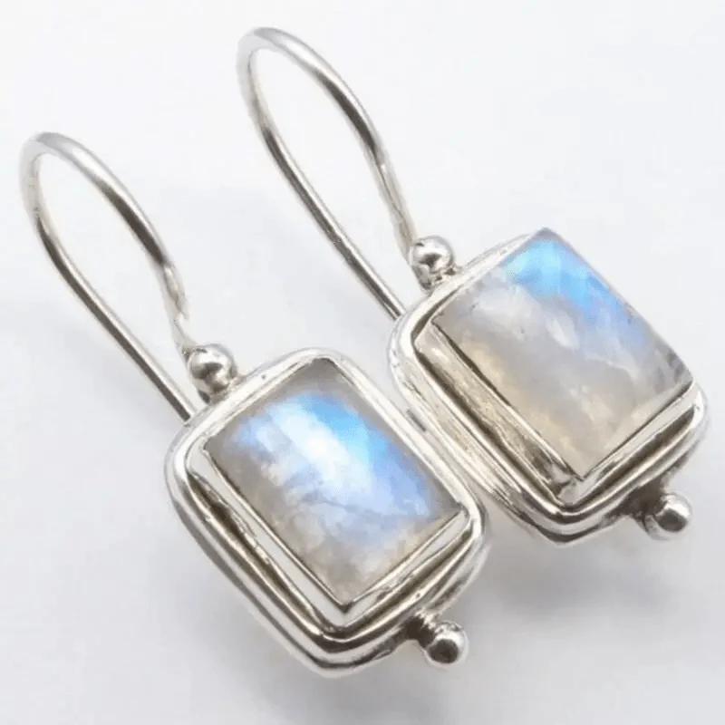 Beatriz Vintage Square Moonstone Earrings