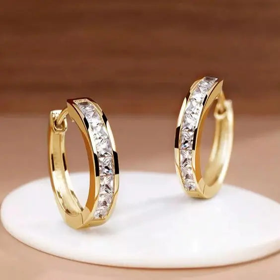 Chic Gold and Crystal Hoop Earrings