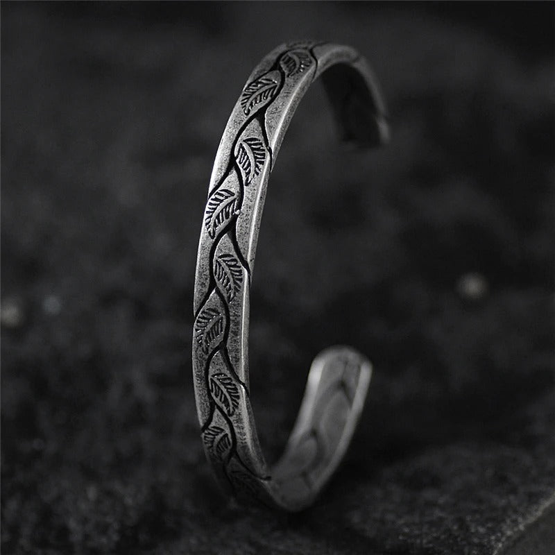 Vintage Silver Leaf Cuff Bracelet