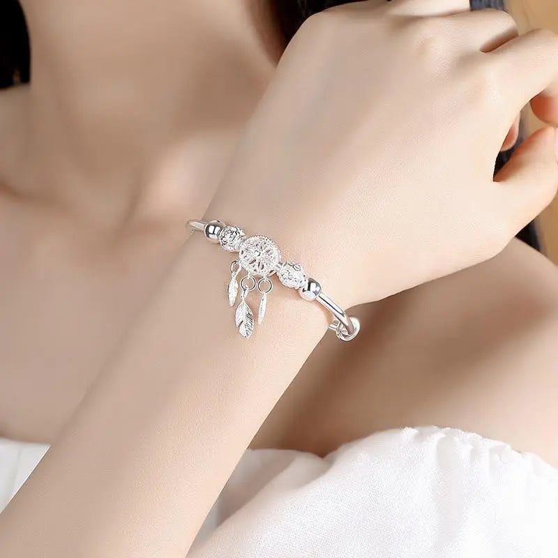 Silver Bracelet with Dreamcatcher Charm