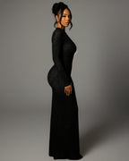 ASHLEY Mesh Open Back Maxi Dress