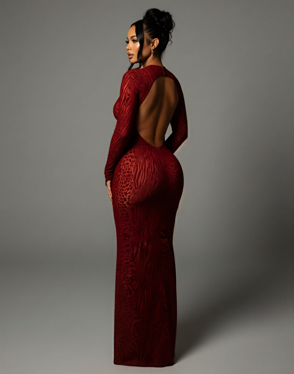 ASHLEY Mesh Open Back Maxi Dress