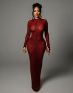 ASHLEY Mesh Open Back Maxi Dress