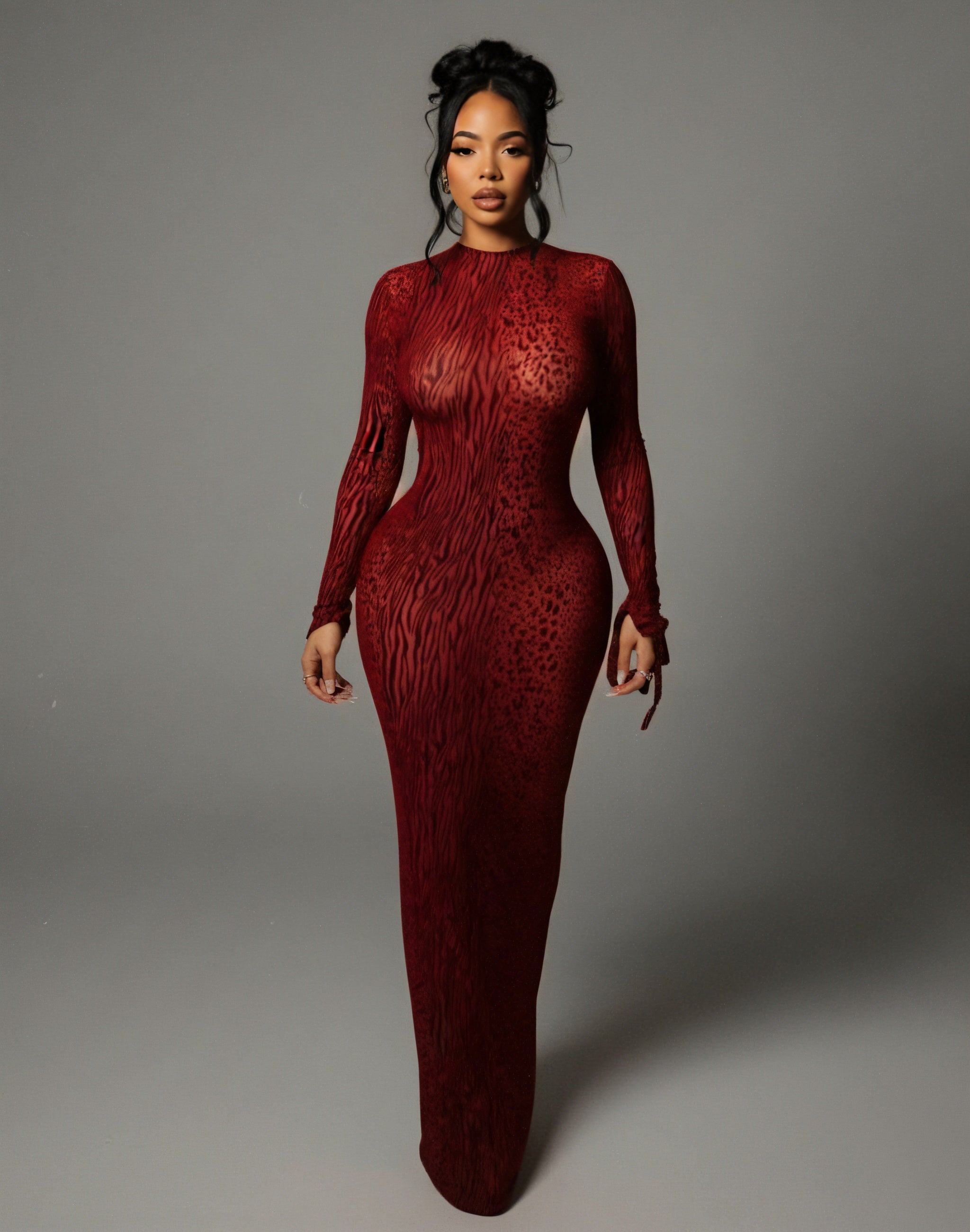 ASHLEY Mesh Open Back Maxi Dress