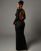 ASHLEY Mesh Open Back Maxi Dress