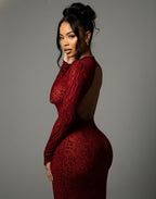 ASHLEY Mesh Open Back Maxi Dress