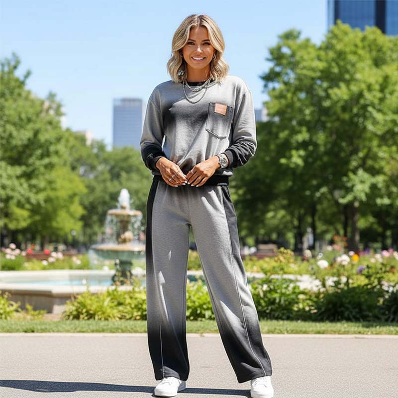 Women's Casual Gradient Top and Pants Set